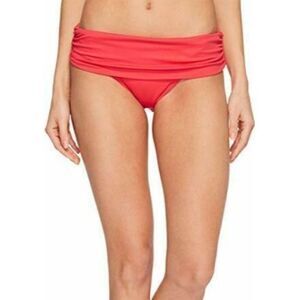 LAUREN RALPH LAUREN Beach Club Ruched Hipster Bikini Bottoms 16 Raspberry NEW